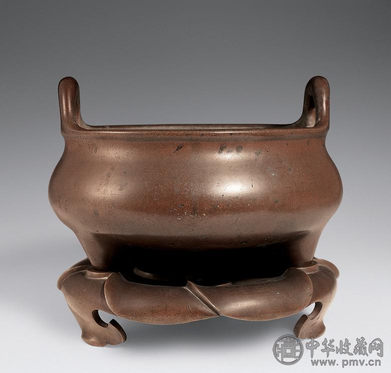 清 双耳三足铜香炉