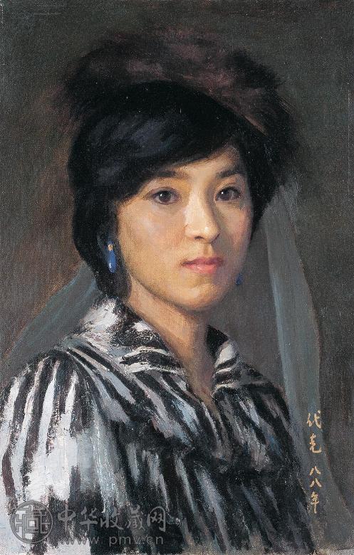 代克 1988年作 少女 布面 油画
