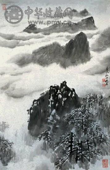 孔仲起 山水 立轴 设色纸本