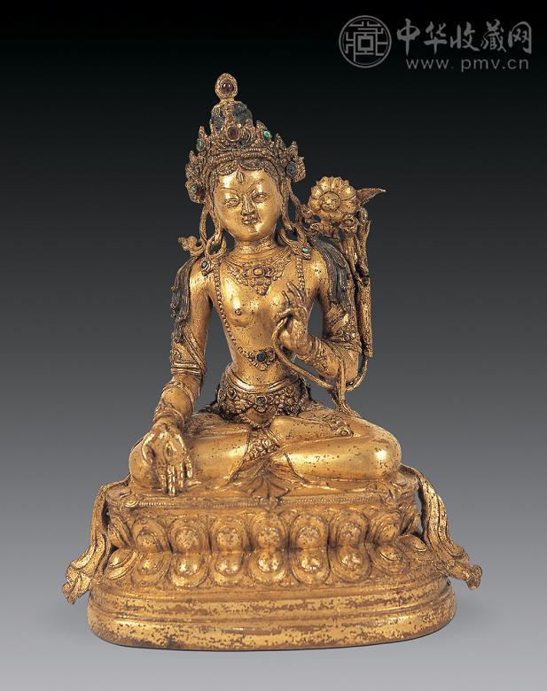 明 铜鎏金白度母佛