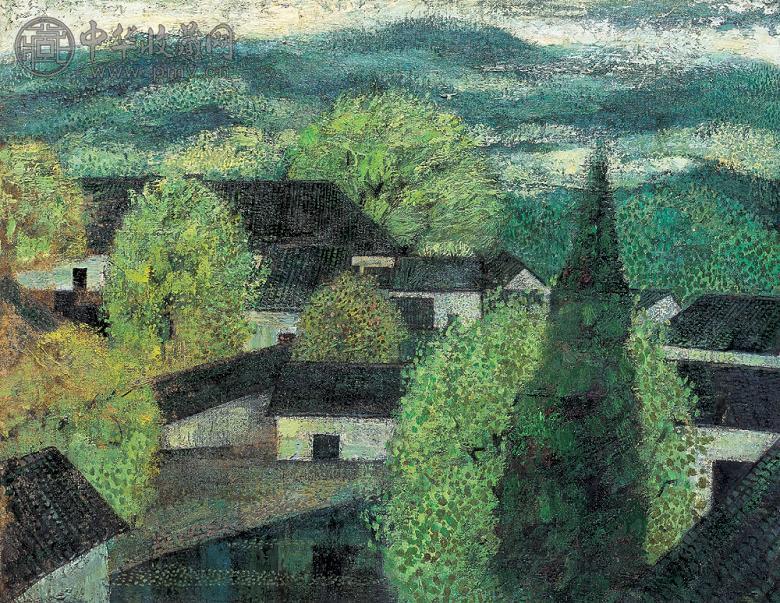 王智远 1987年作 湘西风景组画之一 布面 油画
