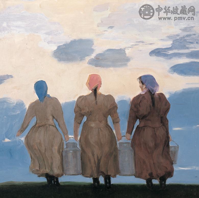 吴小昌 挤奶姑娘 布面 油画