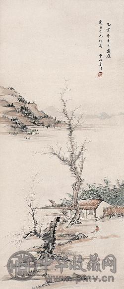 朱均 1935年作 山居图 立轴 设色纸本