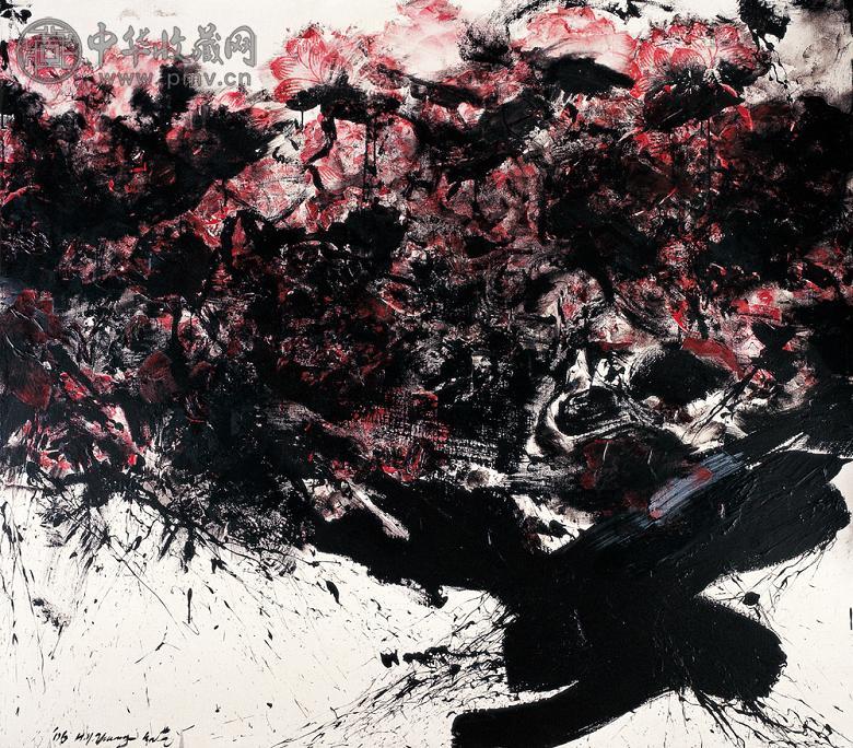 庄红艺 2006年作 墨荷花 布面油画
