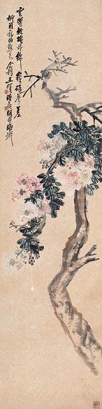 王个簃 紫薇 立轴 设色纸本