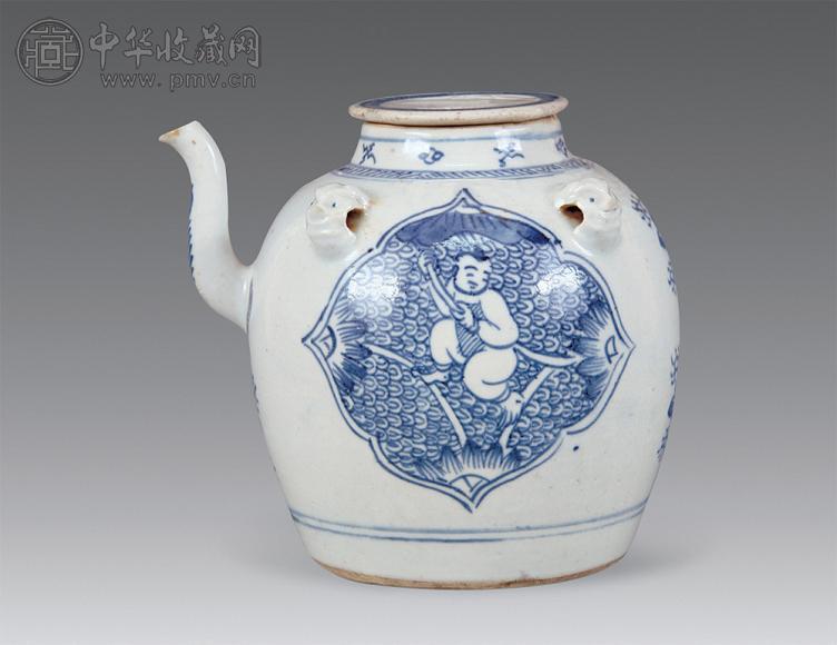 中国古玩 康熙年製 人物 風景 青花 染付 花入 中国美術 清代 明代 清朝