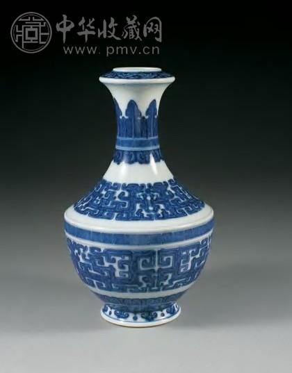 清乾隆 青花拐子龙纹盖碗尊