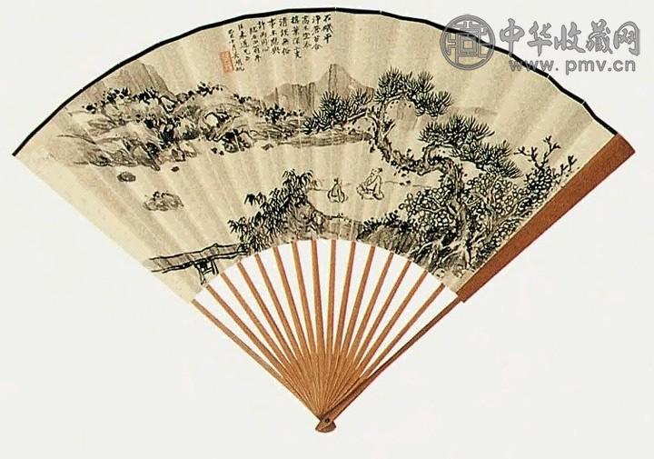 吴湖帆 1929年 临沈周山水 成扇 水墨纸本 吴湖帆 1929年 临沈周山水 成扇 水墨纸本