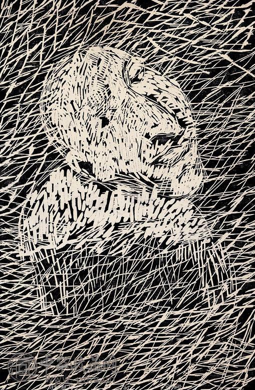 方力钧 1996年作 无题 纸本版画