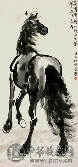 徐悲鸿 辛巳(1941)年作 战马图 立轴 水墨纸本