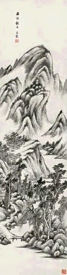 何维朴 山水 镜心 水墨