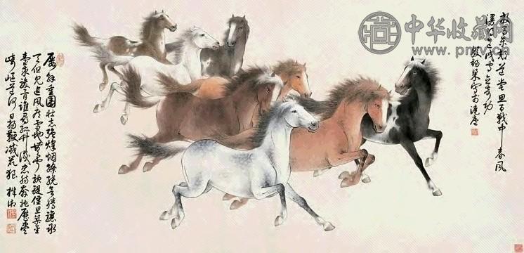 殷梓湘 追风逐雷 镜心 设色纸本