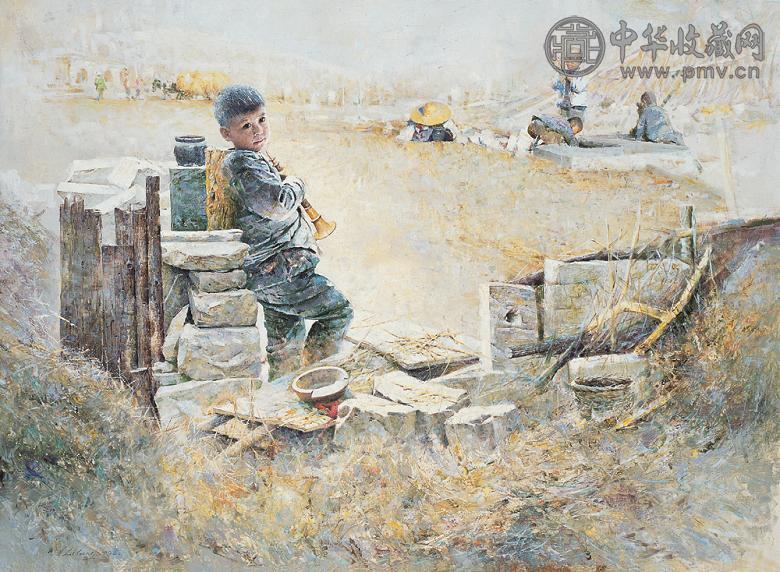 李耕 1996年作 小唢呐 布面 油画