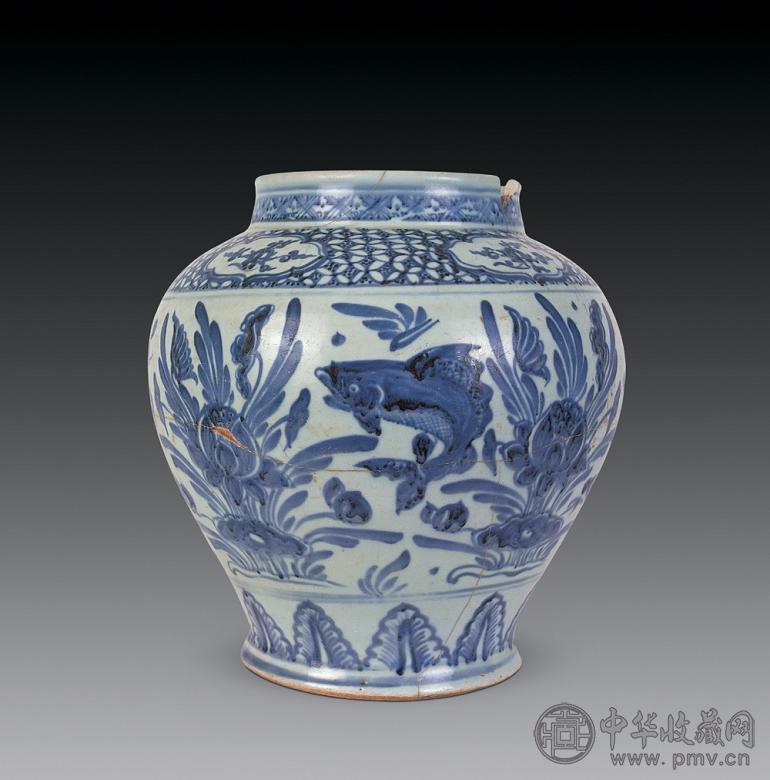 明宣德 青花鱼藻纹大罐
