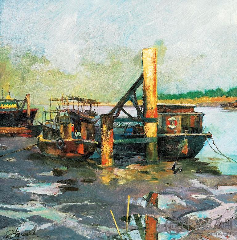 王为 高赞码头 木板油彩