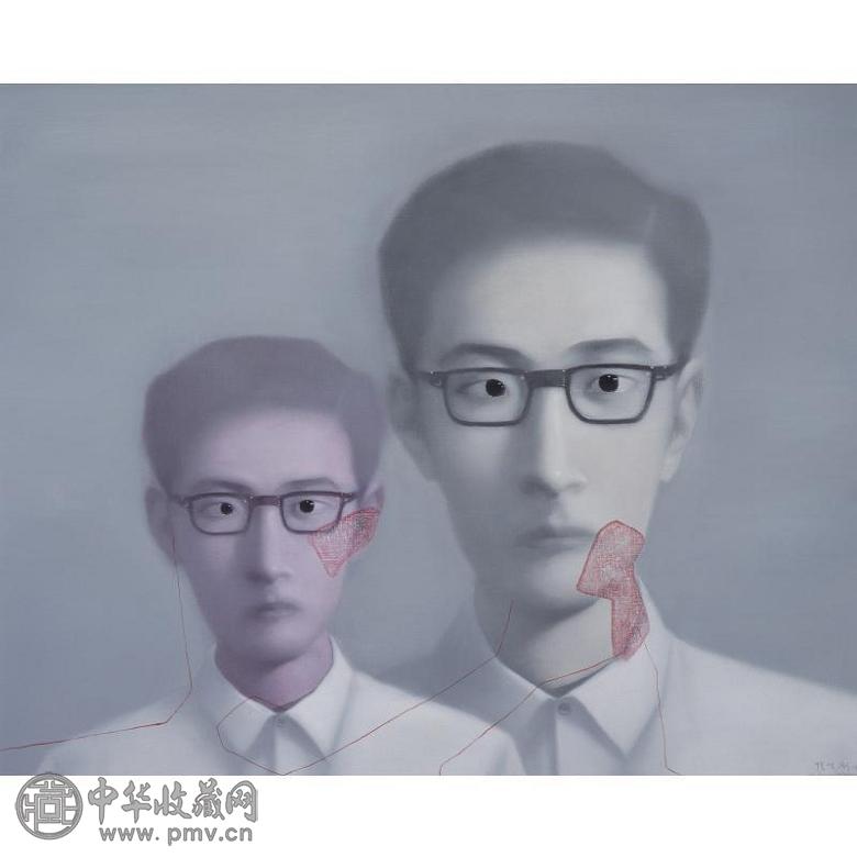 张晓刚 1997年作 血缘系列：同志 油画画布