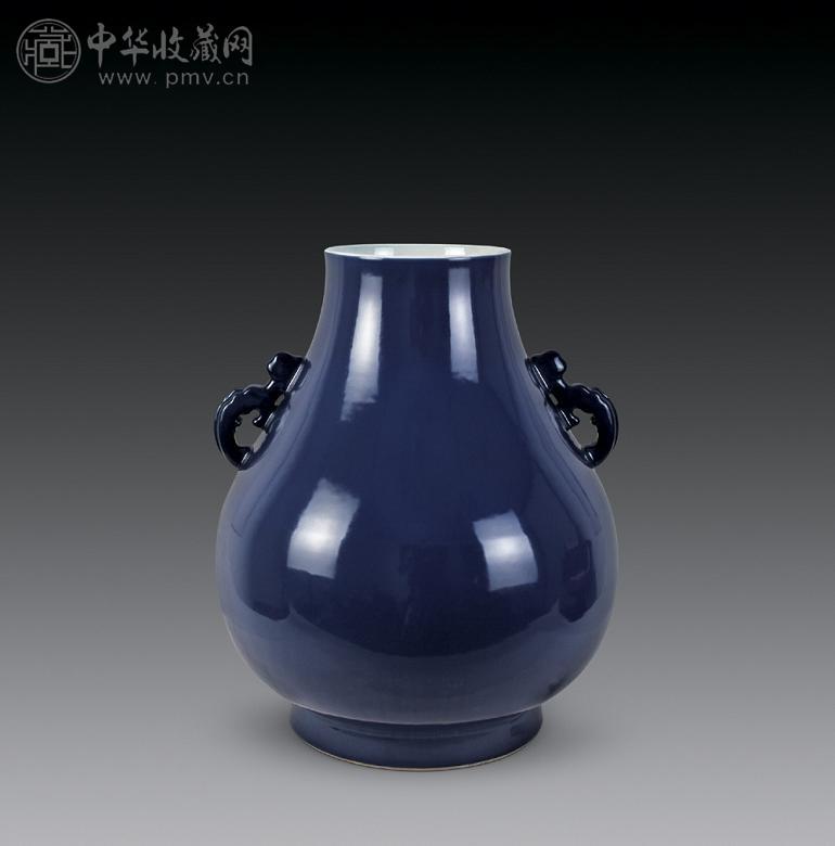 清光绪 祭蓝双耳如意尊