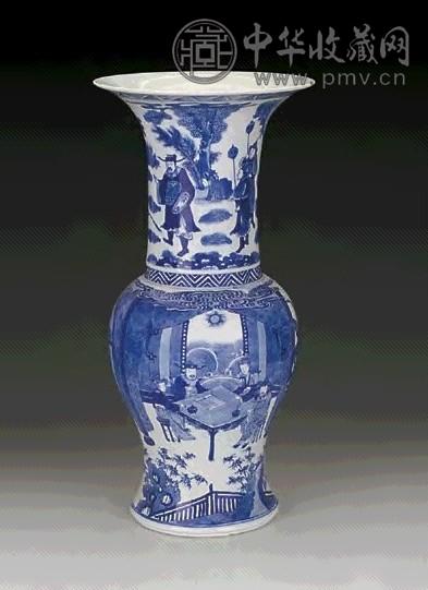 民国 青花人物故事纹凤尾尊