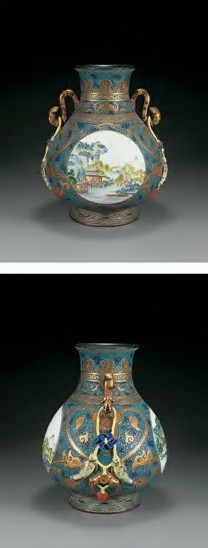 民国 古铜彩如意耳尊