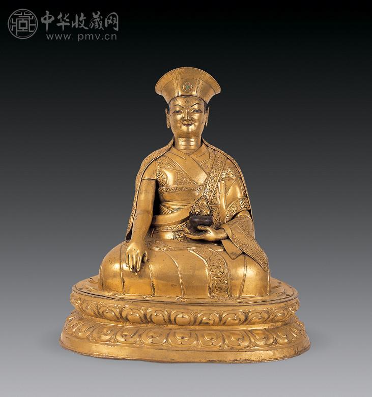 17世纪 铜鎏金上师像