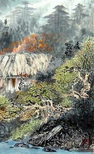 王梦湖 山水 镜心 设色纸本