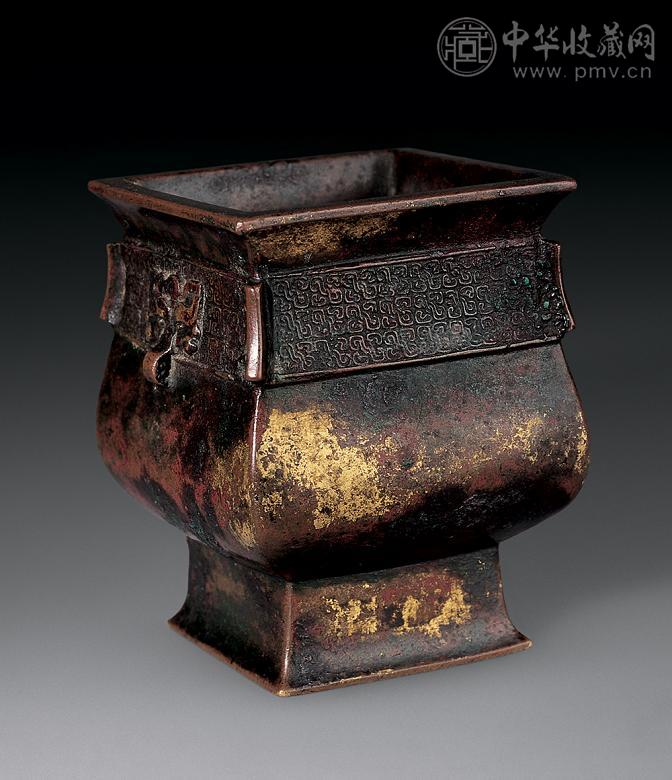 明代 铜鎏金仿汉四方辅兽炉