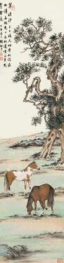 赵敬予 双骏图 立轴 设色纸本 赵敬予 双骏图 立轴 设色纸本