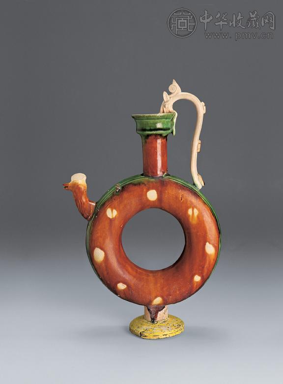民初 龙柄凤头三彩(壶)