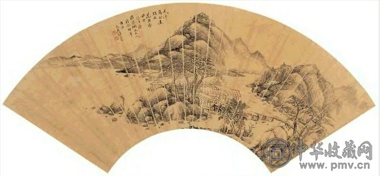 维庆 山水扇片 镜心 设色纸本