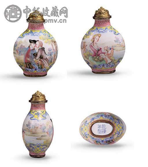 清乾隆 御制铜胎画珐琅西洋人物图鼻烟壶
