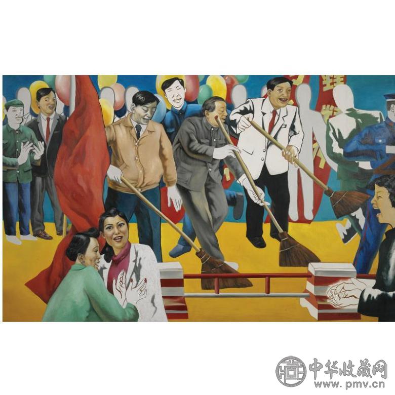 王劲松 1992年作 大扫除 油画画布