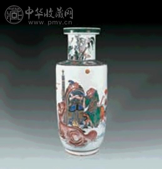 清 五彩人物棒槌瓶