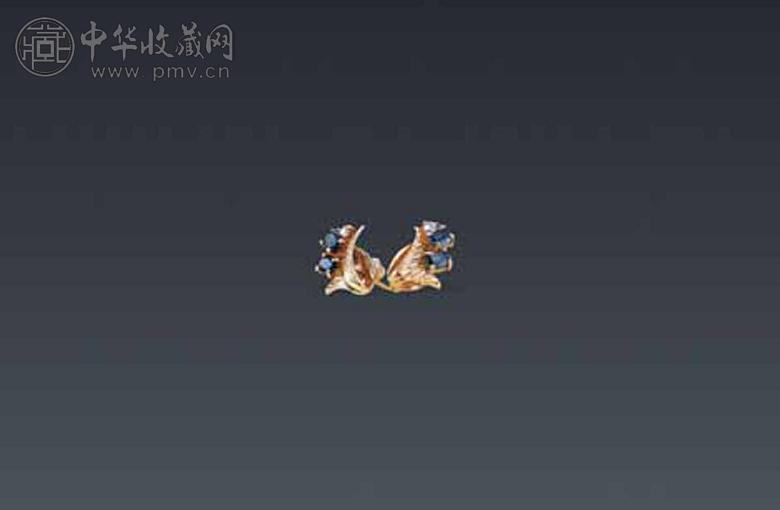 18K黄金镶蓝宝石耳钉