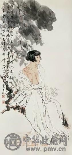 何家英 戊寅(1998年)作 人物 立轴 设色纸本