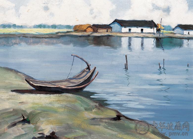 程宗敏 鱼池 布面 油画