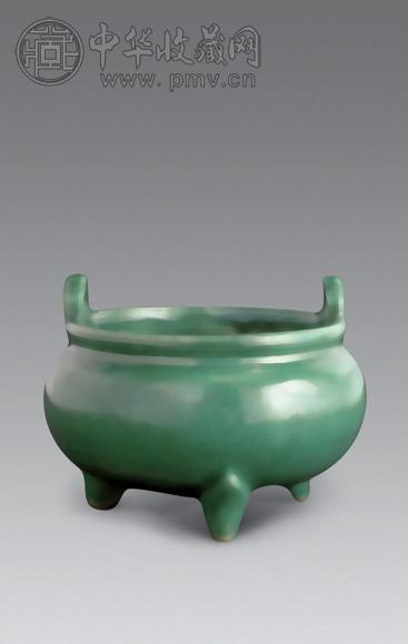 十九世纪 苹果绿釉小炉