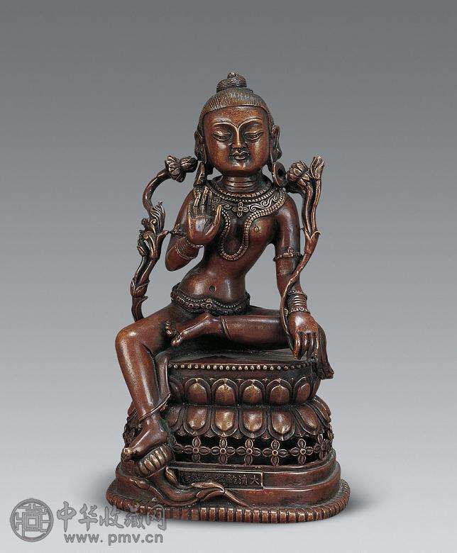 清 紫铜绿渡母坐像