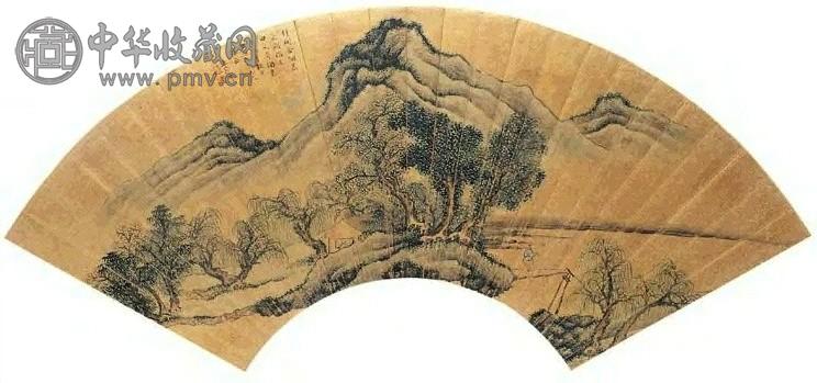 王薪传 归耕图 扇面 设色金笺