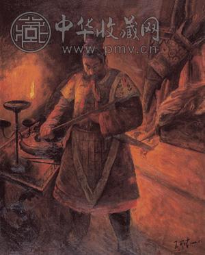 王可伟 2002年作 看剑 布面油画