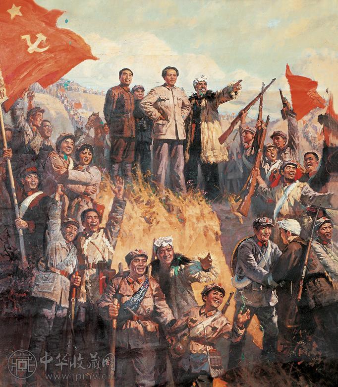沈尧定 尽开颜-吴起镇会师 布面油画