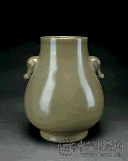 清光绪 茶叶沫釉象耳尊