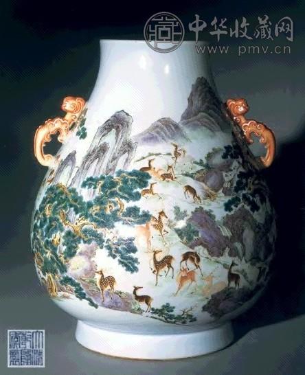 清乾隆 粉彩百鹿尊