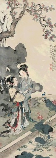 徐操 双美图 立轴 设色纸本