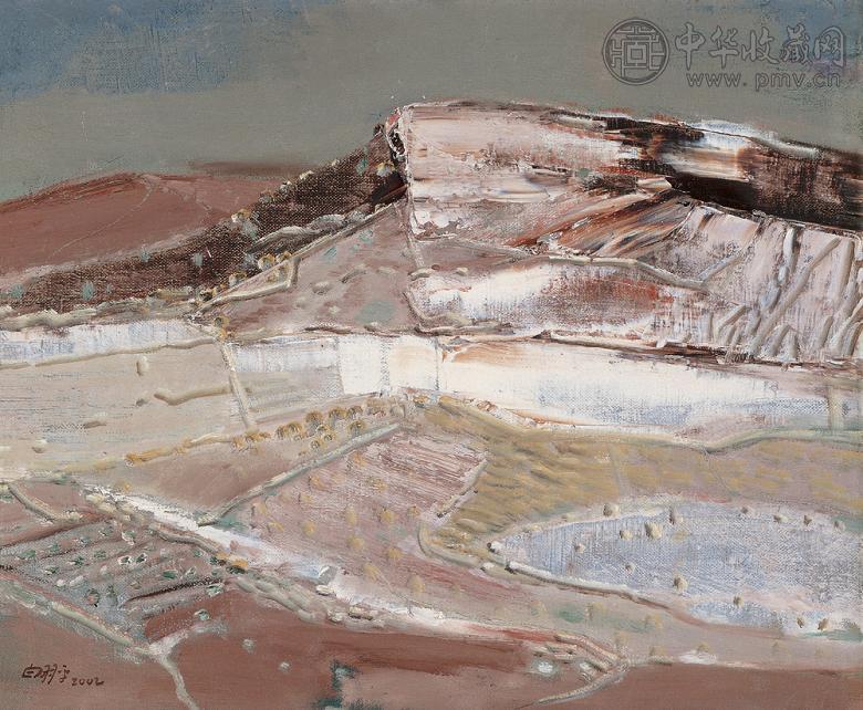 白羽平 2002年作 冬雪 布面 油画