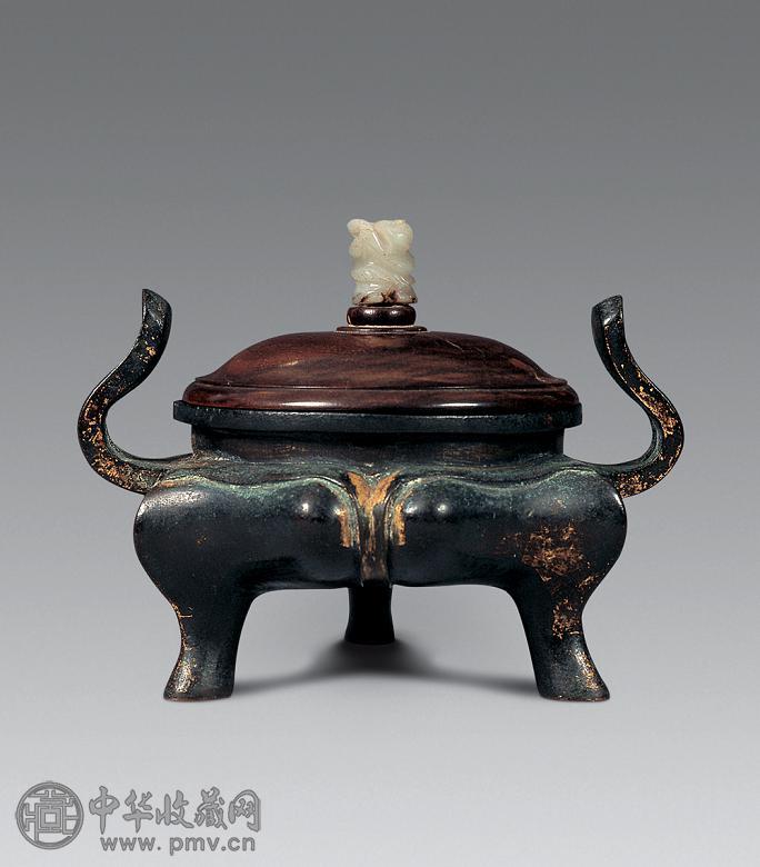 清 双耳三足铜香炉