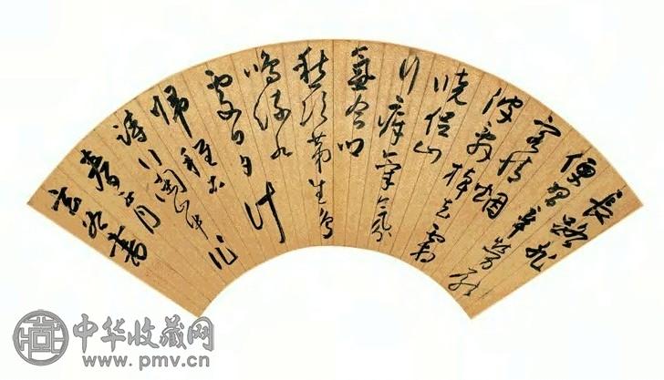 王郁 草书五言诗 扇面 金笺