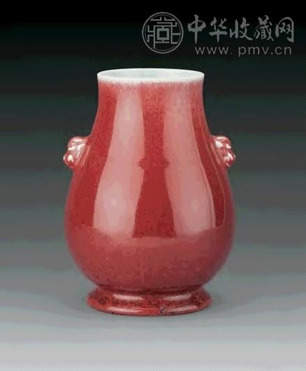 清光绪 红釉辅首尊