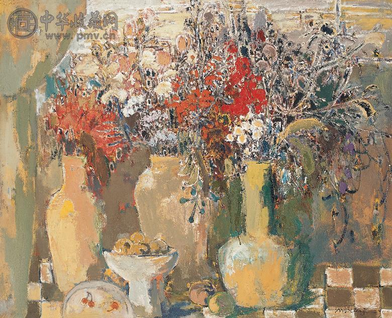 莫雄 花 布面 油画