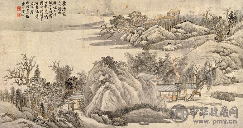 陆恢 1898年作 平湖竹垞图 手卷 设色纸本