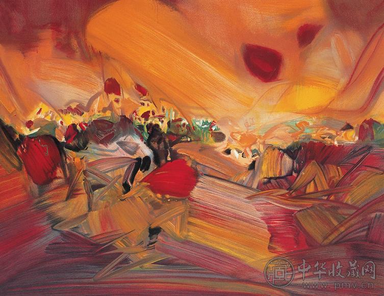 朱德群 2002年作 成熟的季节 纸本 石版版画